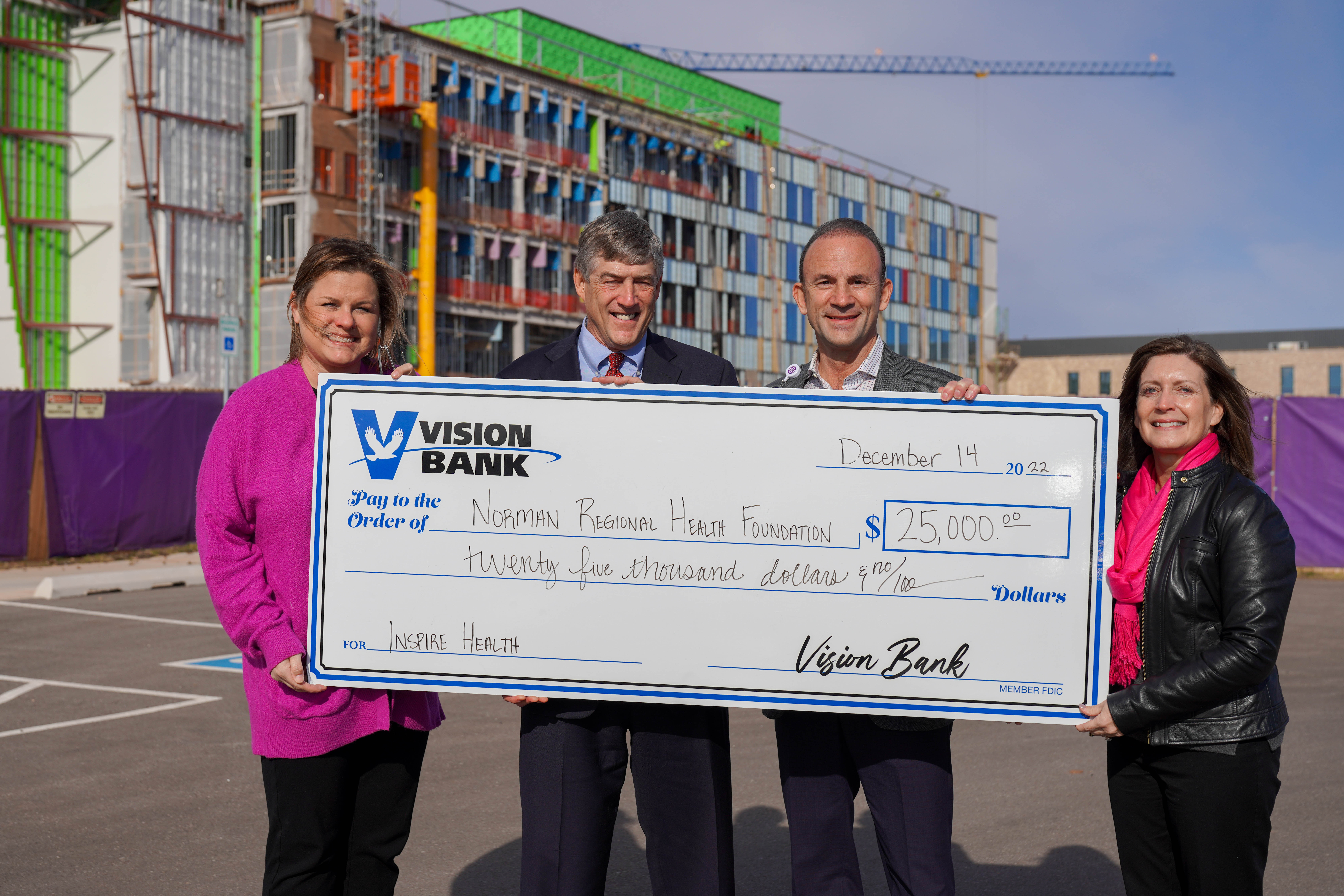 Vision Bank norman makes donation to Norman Regional Foundation. 