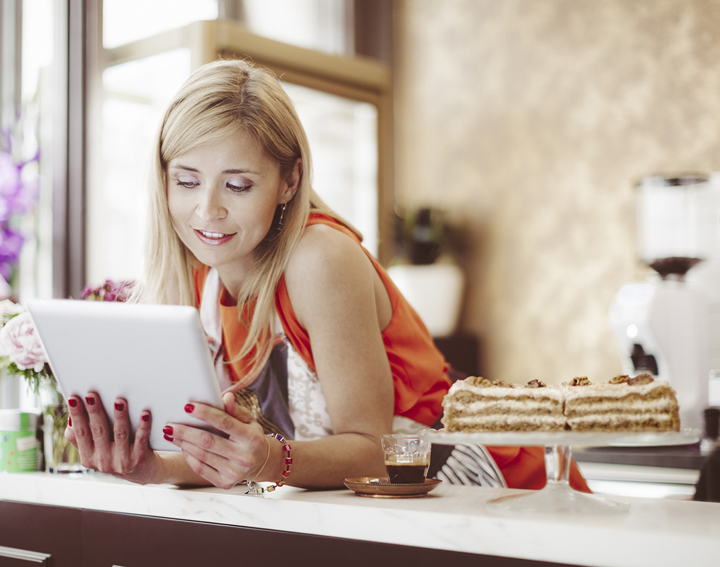 Business woman using tablet