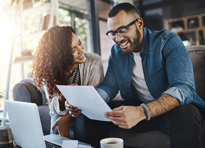 Husband and wife going over finances