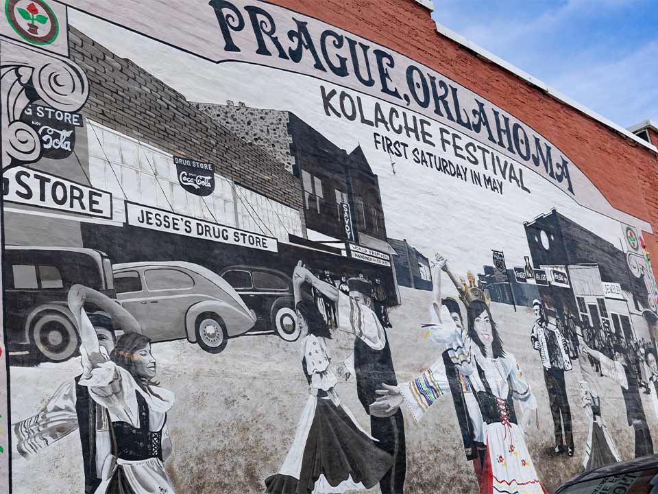 Kolache Festival Mural in Prague Oklahoma